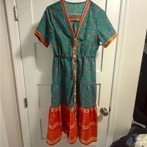 Dress button up cinch waist